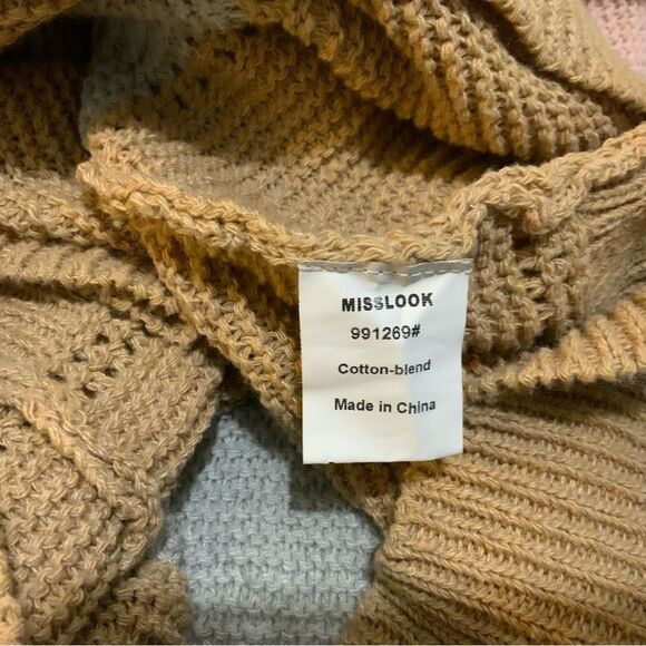 Misslook Fall Animal Print Color Block V Neck Woven Sweater Hoodie Women’s L - Picture 4 of 6